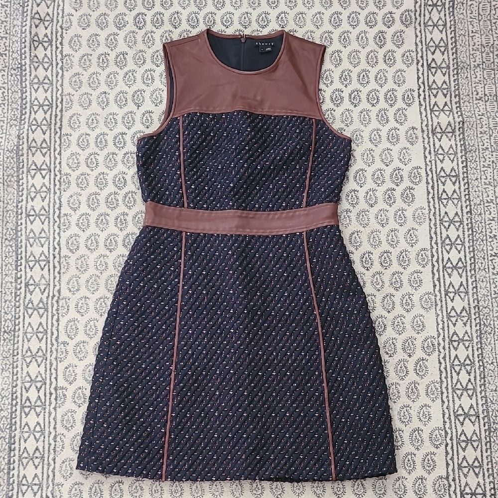 Theory Navy and Brown Mini Dress